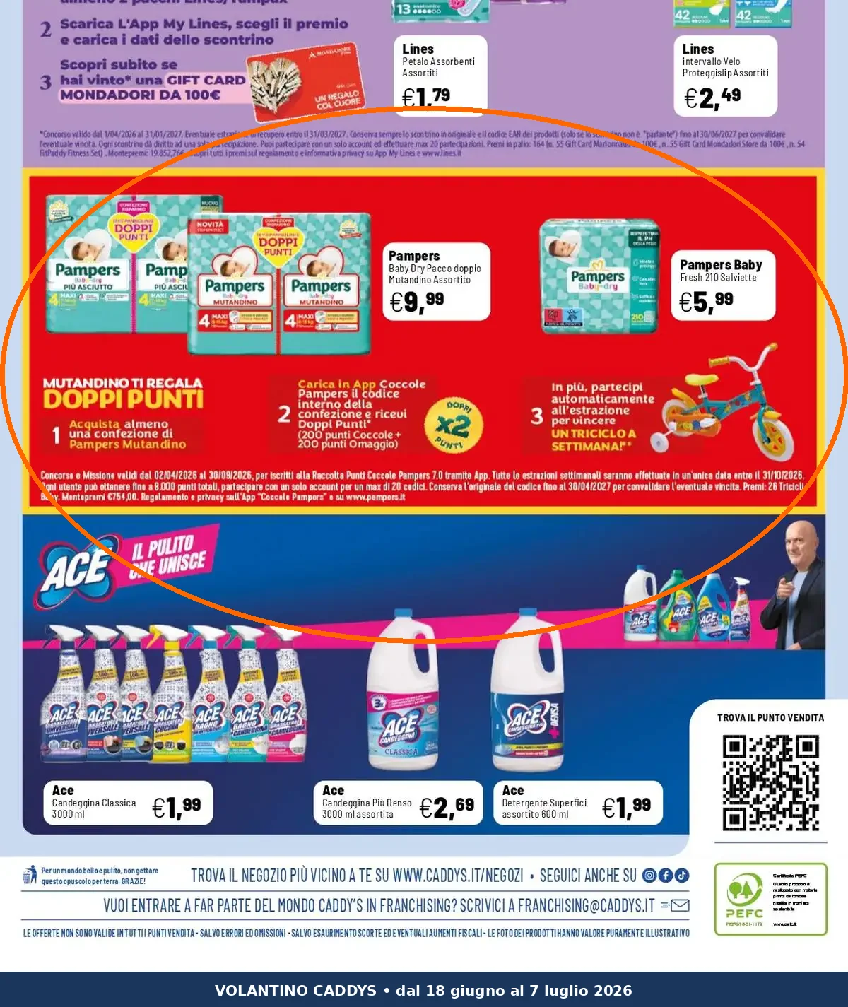 Ritaglio volantino Caddy's - Offerta Caddys ritaglio pag16 pampers valida dal 18/06 al 07/07