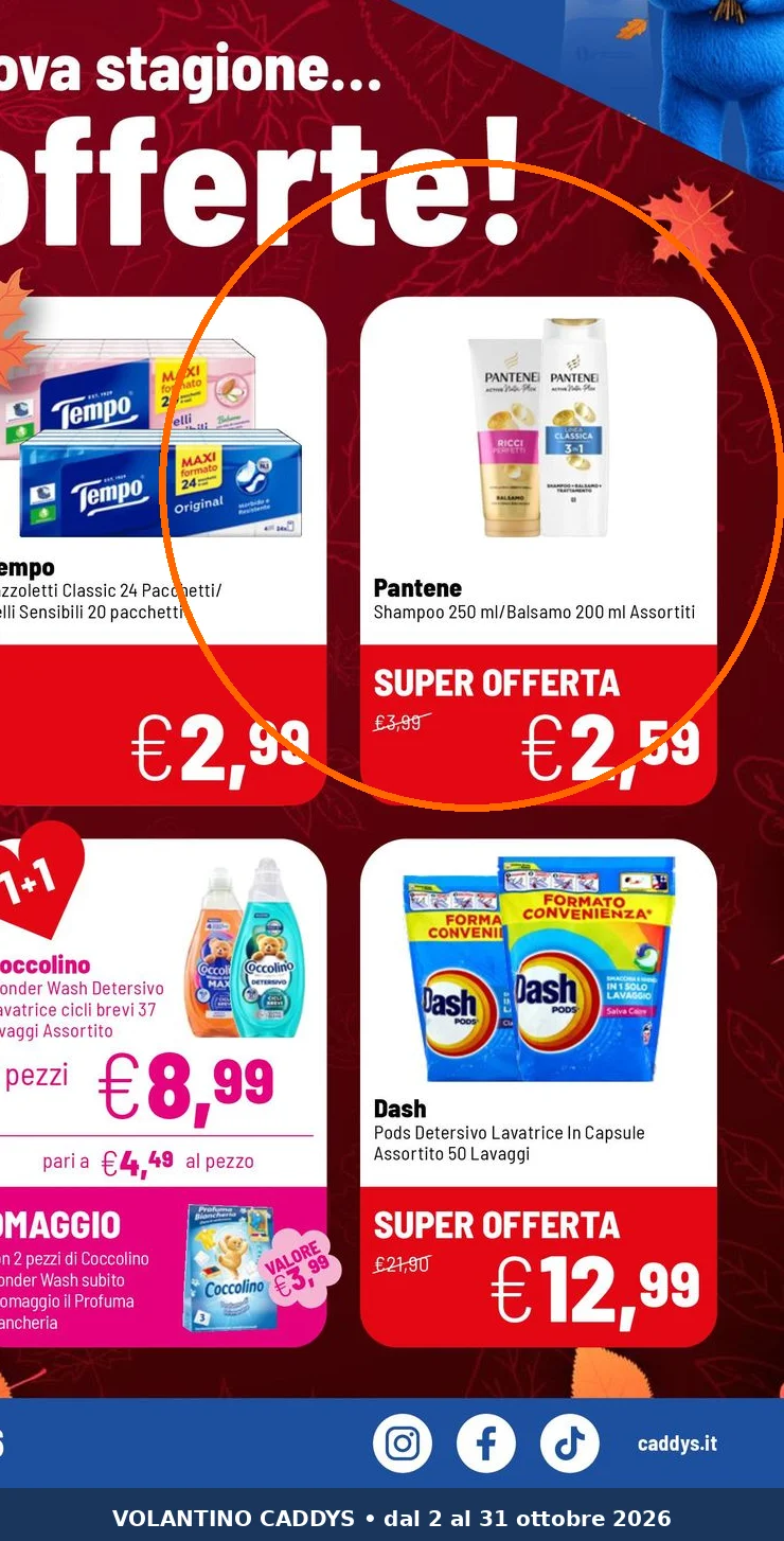 Ritaglio volantino Caddy's - Offerta Ritaglio pag01 pantene valida dal 02/10 al 31/10