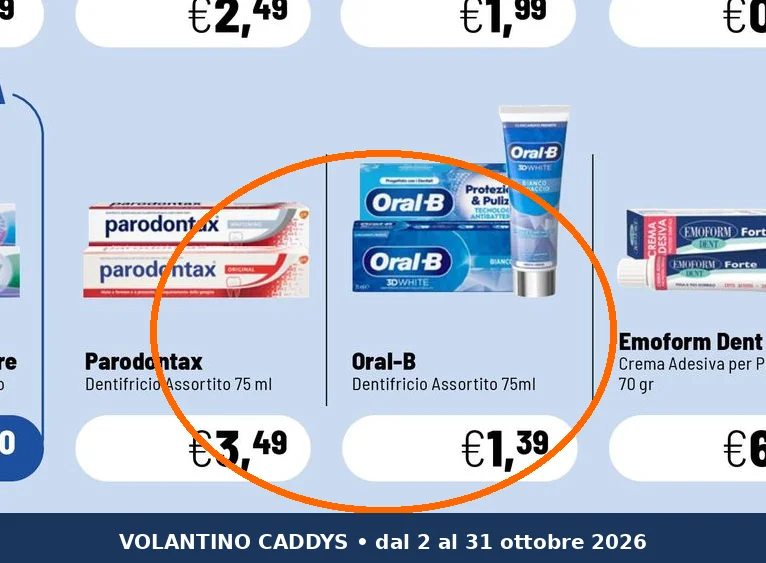 Ritaglio volantino Caddy's - Offerta Ritaglio pag03 oral b valida dal 02/10 al 31/10