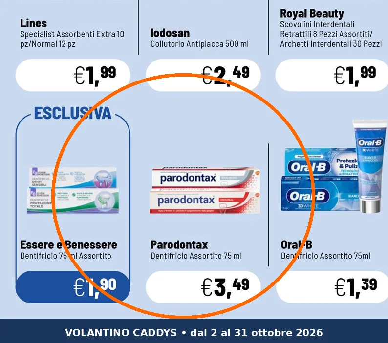 Ritaglio volantino Caddy's - Offerta Ritaglio pag03 parodontax valida dal 02/10 al 31/10