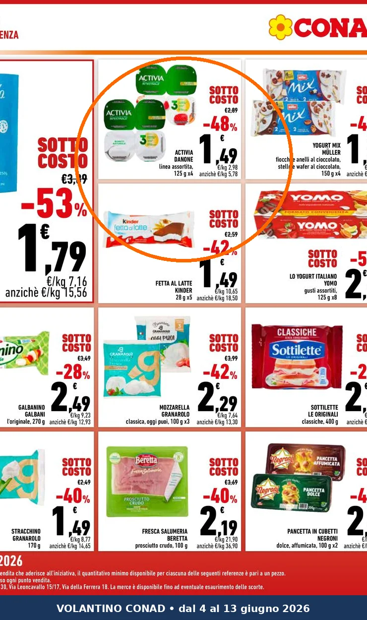 Ritaglio volantino Conad - Offerta Ritaglio pag02 danone valida dal 04/06 al 16/06