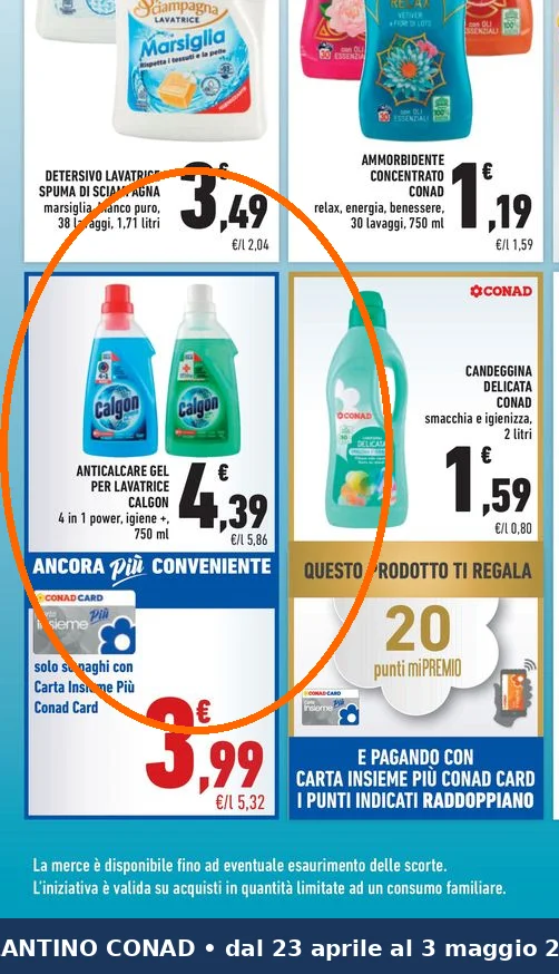 Ritaglio volantino Conad - Offerta Ritaglio pag09 calgon valida dal 23/04 al 03/05