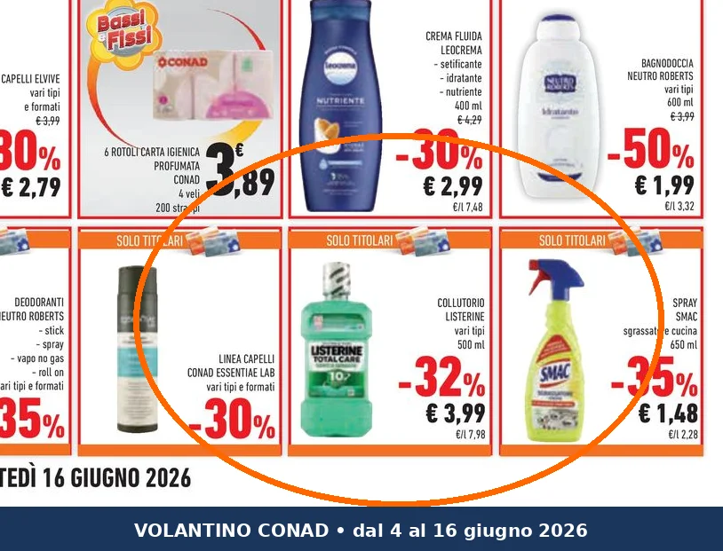 Ritaglio volantino Conad - Offerta Ritaglio pag26 listerine valida dal 04/06 al 16/06