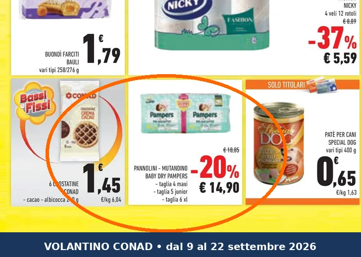 Ritaglio volantino Conad - Offerta Ritaglio pag39 pampers valida dal 09/09 al 22/09
