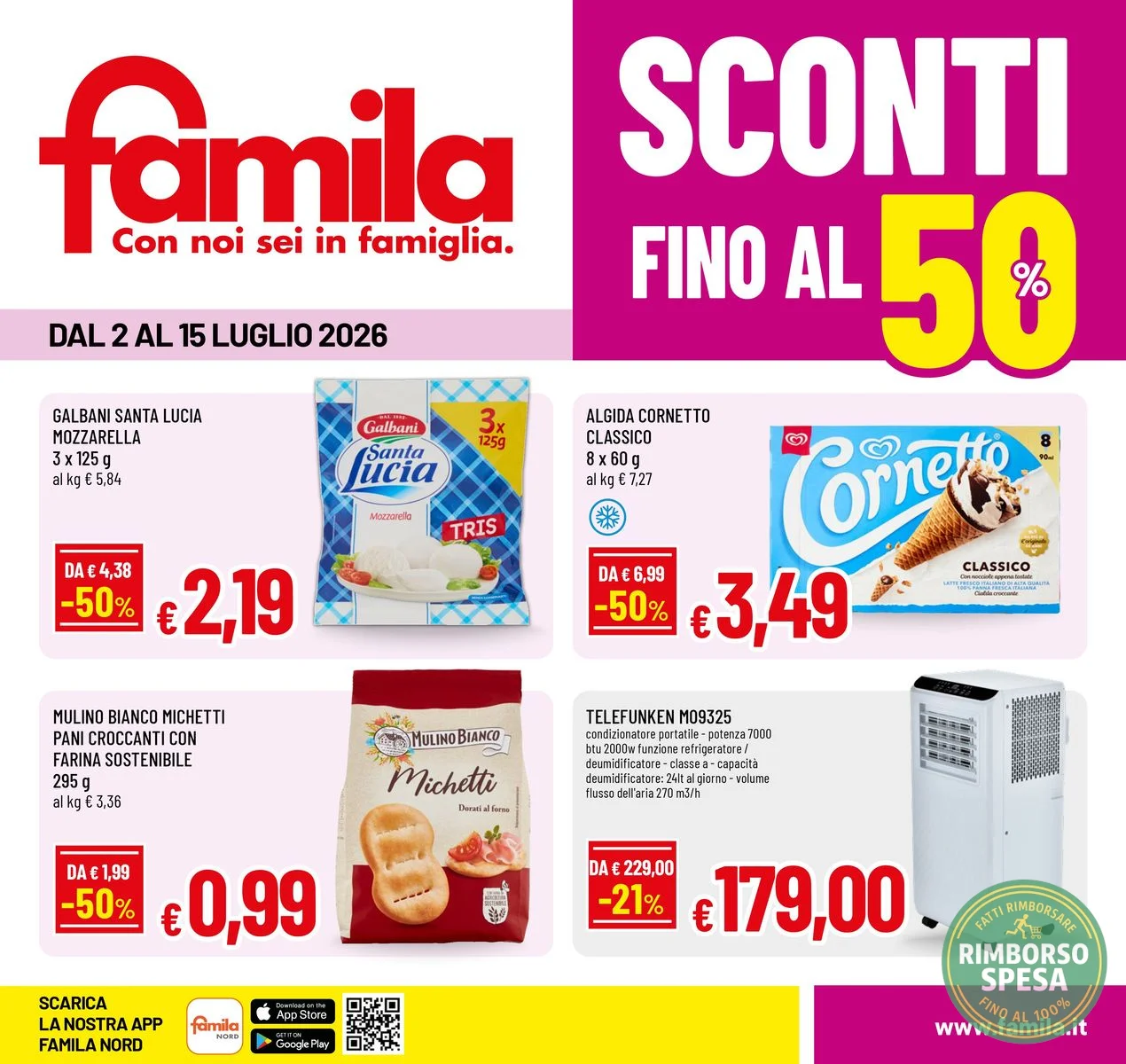 Ritaglio volantino Famila - Offerta Copertina Famila valida dal 02/07 al 15/07