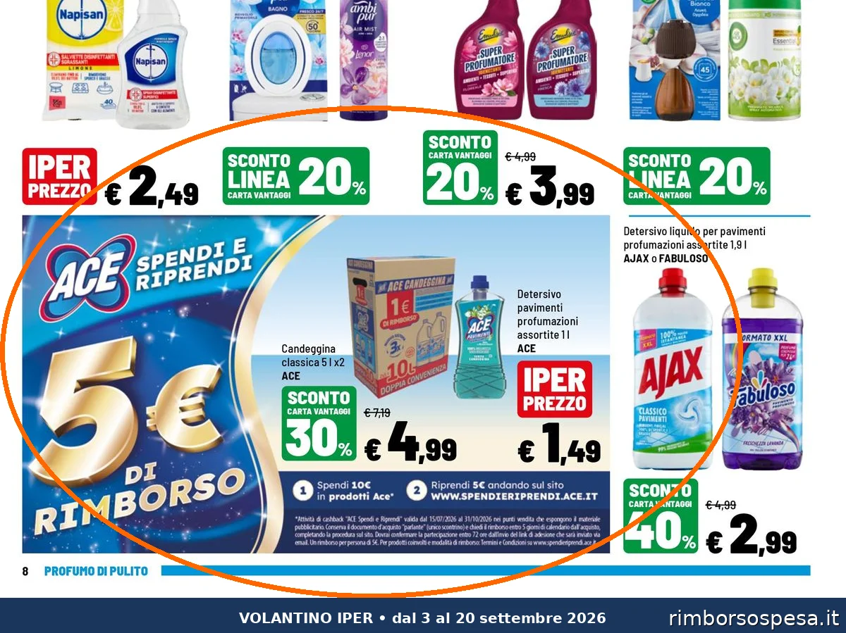 Ritaglio volantino Iper La grande i - Offerta Ritaglio pag08 ace valida dal 03/09 al 20/09