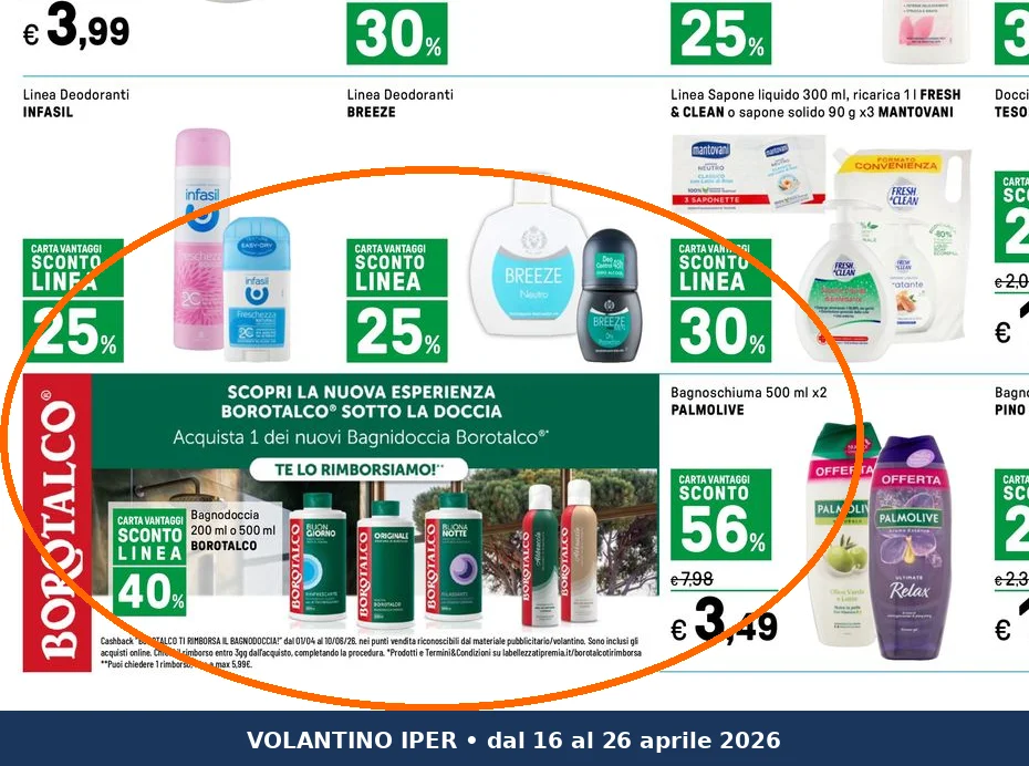 Ritaglio volantino Iper La grande i - Offerta Ritaglio pag27 borotalco valida dal 16/04 al 26/04