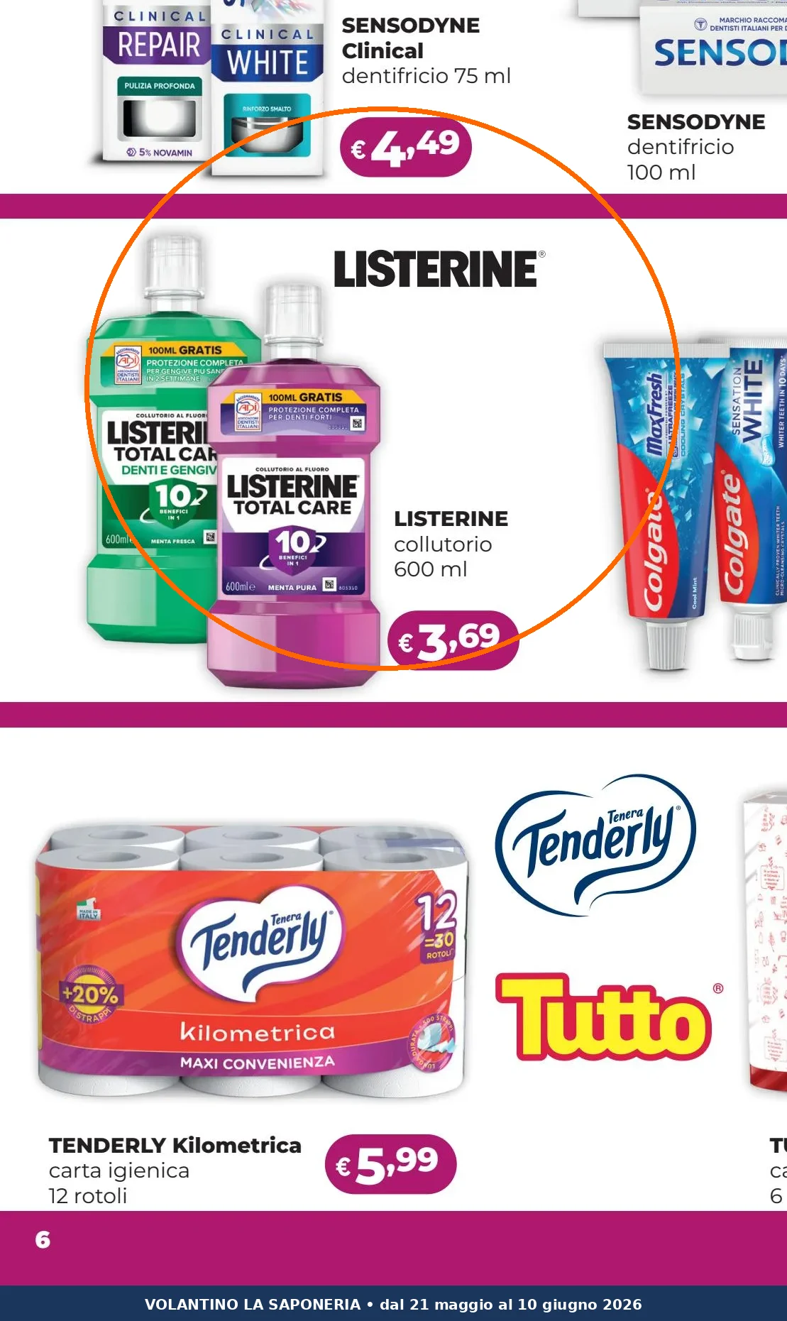 Ritaglio volantino La Saponeria - Offerta Ritaglio pag06 listerine valida dal 21/05 al 10/06