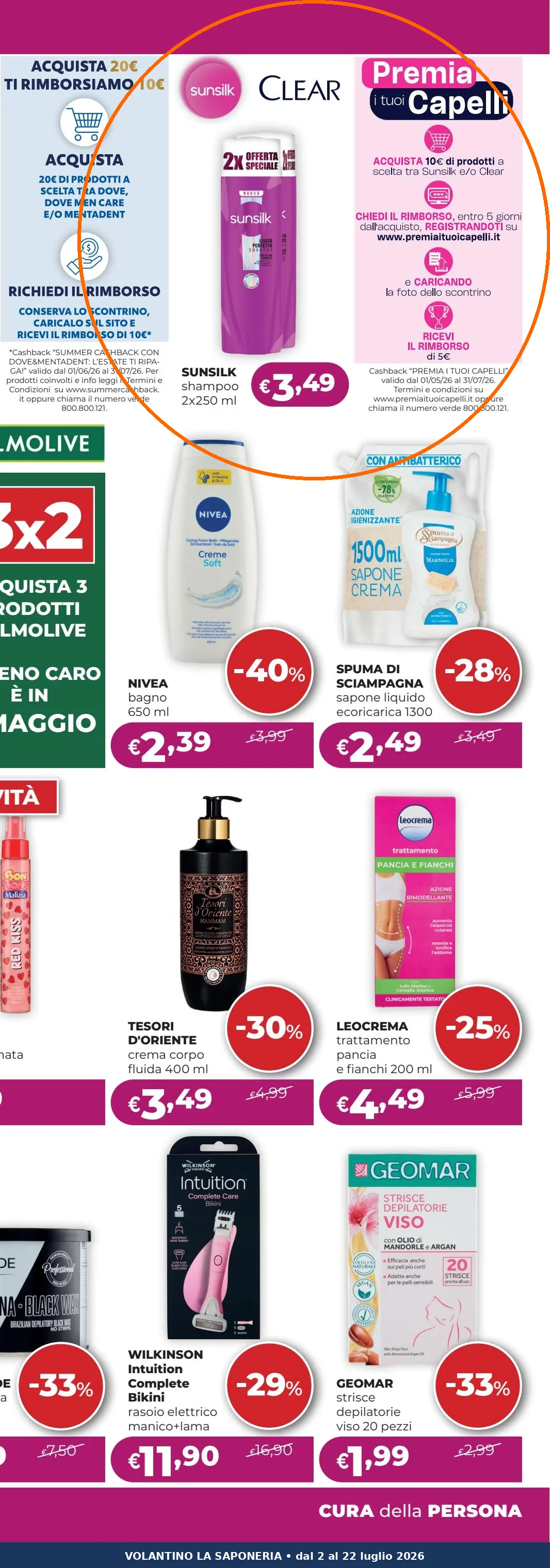 Ritaglio volantino La Saponeria - Offerta Ritaglio pag08 sunsilk valida dal 02/07 al 22/07