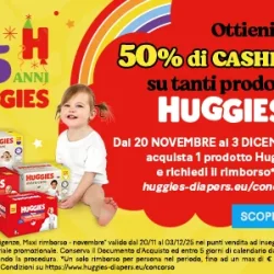 Cashback Huggies: ricevi il 50% di rimborso sui pannolini da Bimbostore!