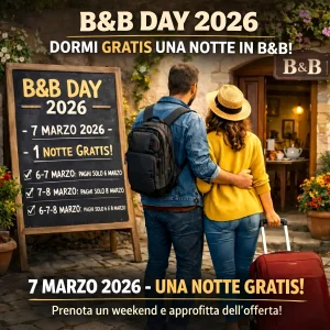B&B Day 2026: Notte Gratis in Bed and Breakfast il 7 Marzo
