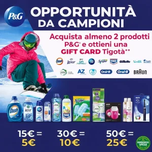 P&G Opportunità da Campioni: Gift Card Tigotà fino a 25 euro