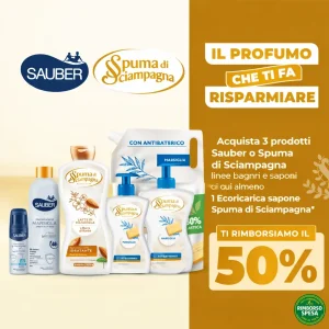 Sauber e Spuma ti Rimborsano il 50% su Bagni e Saponi