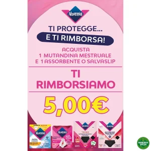 Cashback Nuvenia: 5€ di rimborso su mutandina mestruale + assorbente