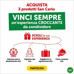San Carlo ti Regala un'Esperienza 2x1 da 25 euro: bastano 3 snack