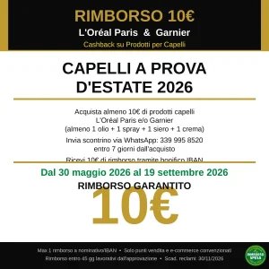 L'Oréal Paris + Garnier ti Rimborsano 10€ su 4 Prodotti Capelli