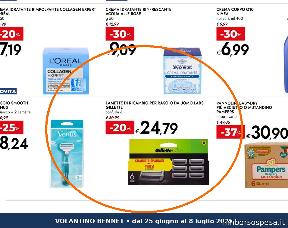 Ritaglio volantino Bennet - Offerta Gillette valida dal 2026-07-01 al 2027-02-15