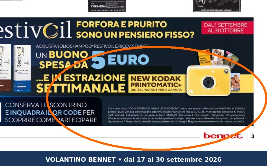 Ritaglio volantino Bennet - Offerta Restivoil valida dal 2026-09-01 al 2026-10-31
