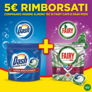 Fairy e Dash ti Rimborsano 5 euro su Caps e Pods