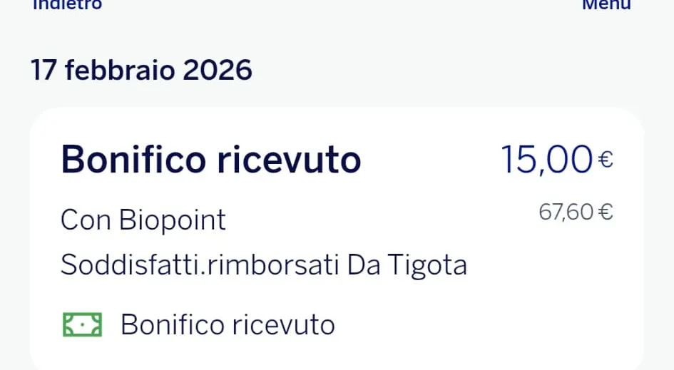 Rimborso Biopoint 15 euro