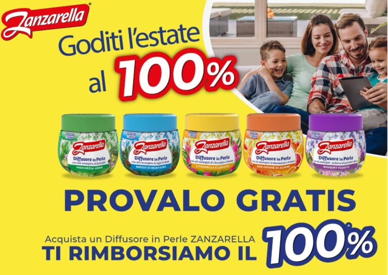 Promo concorso Zanzarella Goditi l'Estate al 100% con prodotti anti-zanzare